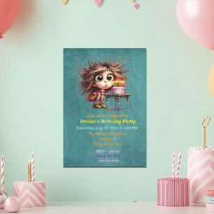 Whimsical Birthday Girl Making A Wish Invitation