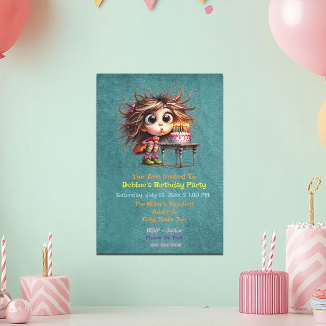 Whimsical Birthday Girl Making A Wish Invitation (Creator Uploaded)