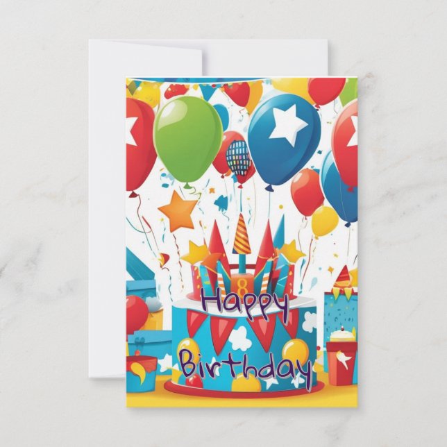 Whimsical Birthday Invitation for Boys  (Front)