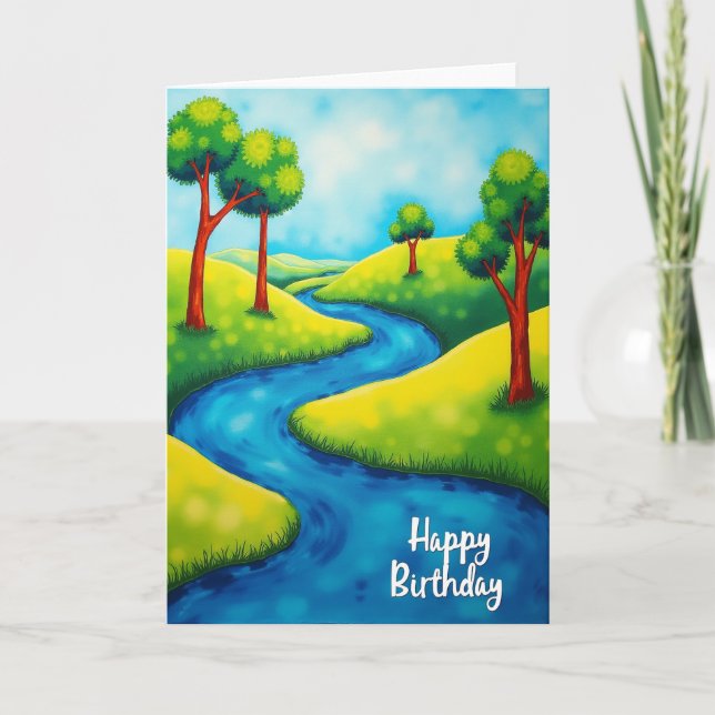 Whimsical Birthday Landscape Card (Front)