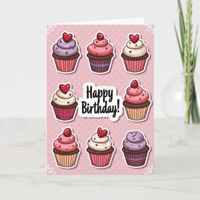 Whimsical Birthday Pastry Card (Front)