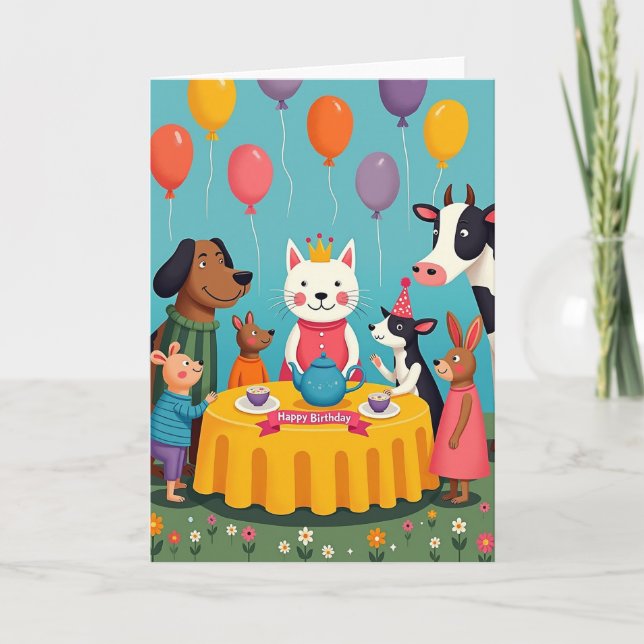 Whimsical Birthday Scene Card (Front)