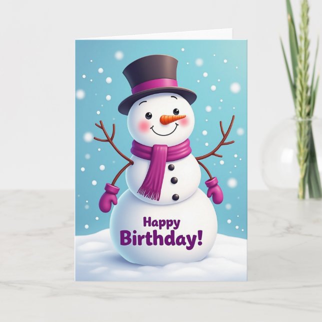 Whimsical Birthday Winter Card (Front)
