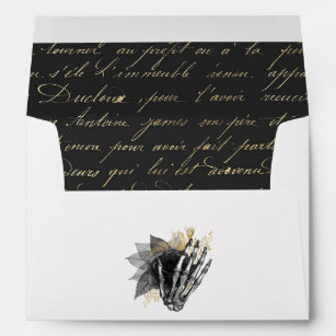 Whimsical Black and Gold Floral Gothic Wedding Envelope