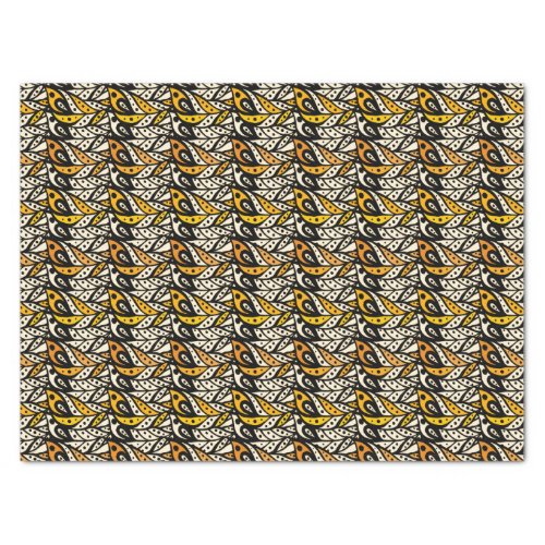 Whimsical black and gold peacock feather pattern tissue paper