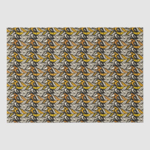 Whimsical black and gold peacock feather pattern tissue paper