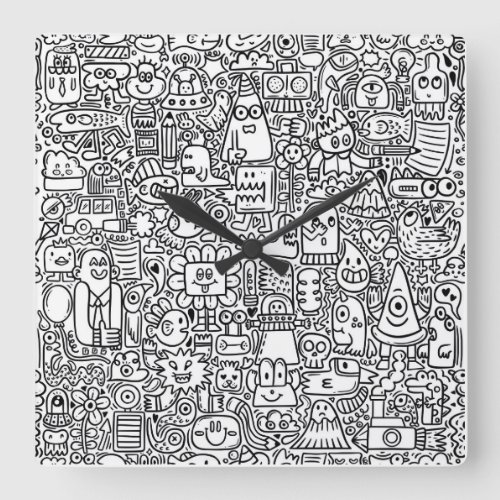  Whimsical Black and White Doodle Clock