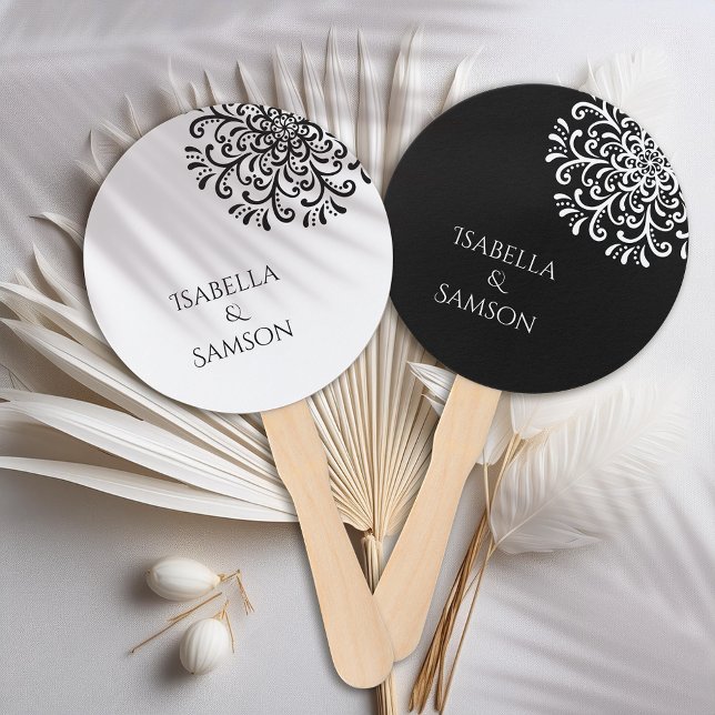 Whimsical Black and White Flourish  Hand Fan (Creator Uploaded)
