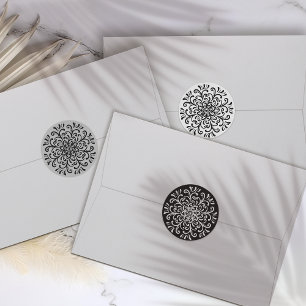 Whimsical Black and White Flourish Sticker