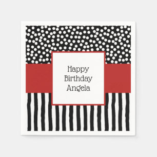 Whimsical Black and White Patterns with Red Napkins