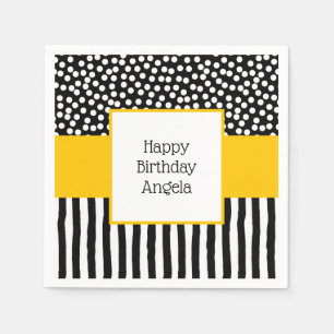 Whimsical Black and White Patterns with Yellow Napkins