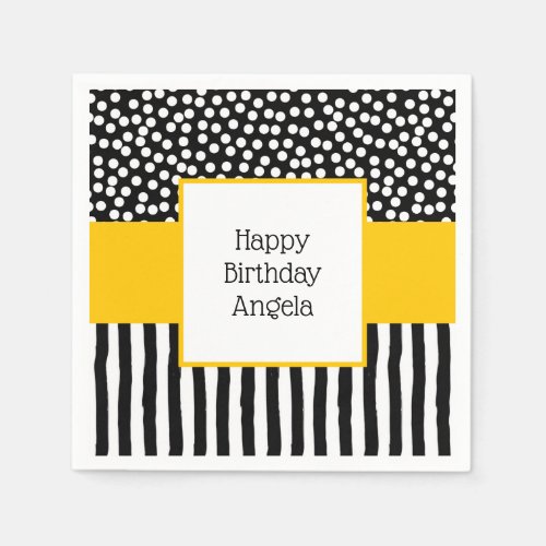 Whimsical Black and White Patterns with Yellow Napkins