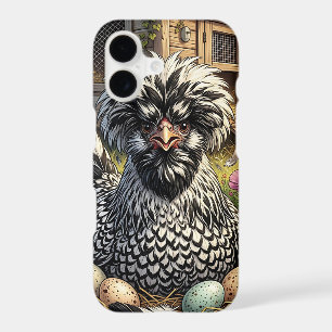 Whimsical Black and White Polish Chicken Coop iPhone 17 Case