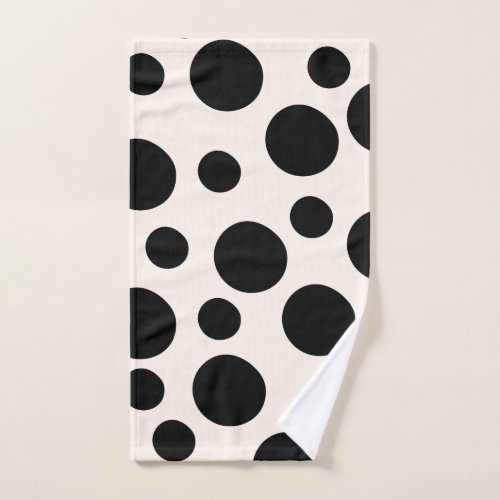 Whimsical Black and White Polka Dot Hand Towel