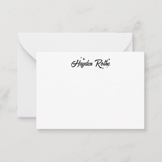 Whimsical Black and White Retro Calligraphy Note Card (Front)