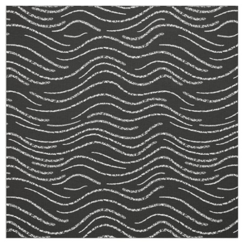 Whimsical Black and White Wavy Striped Scribbles Fabric