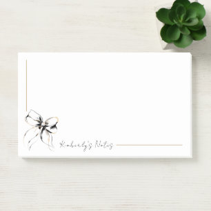 Whimsical Black Bow Full Name or Couple's Names Post-it Notes