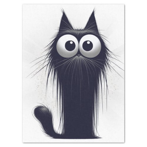 Whimsical Black Cat Cartoon Tissue Paper