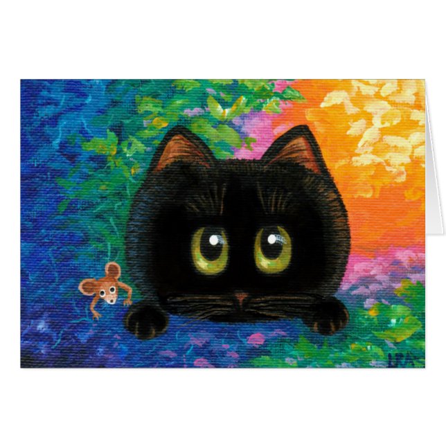Whimsical Black Cat Creationarts Cards (Front Horizontal)