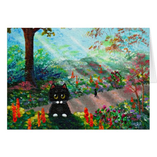 Whimsical Black Cat Creationarts Cards (Front Horizontal)