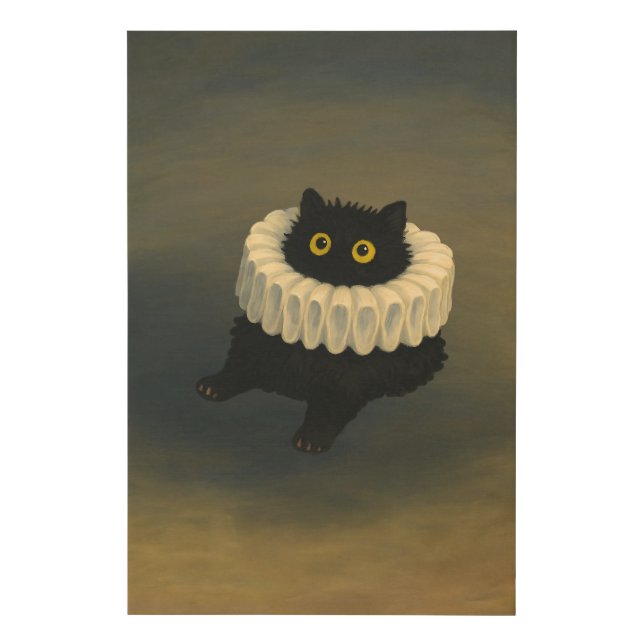 Whimsical Black Cat Ghibli Style  Faux Canvas Print (Front)