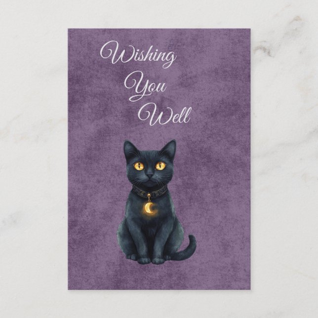 Whimsical Black Cat Gothic Wedding Enclosure Card (Front)
