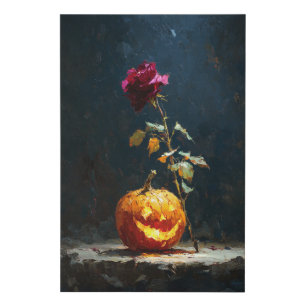 Whimsical Black Cat Happy Halloween Faux Canvas Print