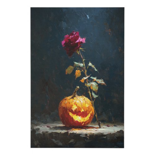 Whimsical Black Cat Happy Halloween Faux Canvas Print