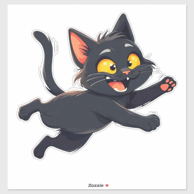 Whimsical Black Cat Illustration Sticker (Sheet)