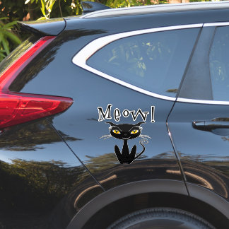 Whimsical Black Cat Meow! Sticker