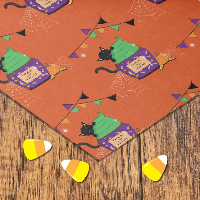 Whimsical Black Cat Pattern Halloween Tissue Paper (Creator Uploaded)