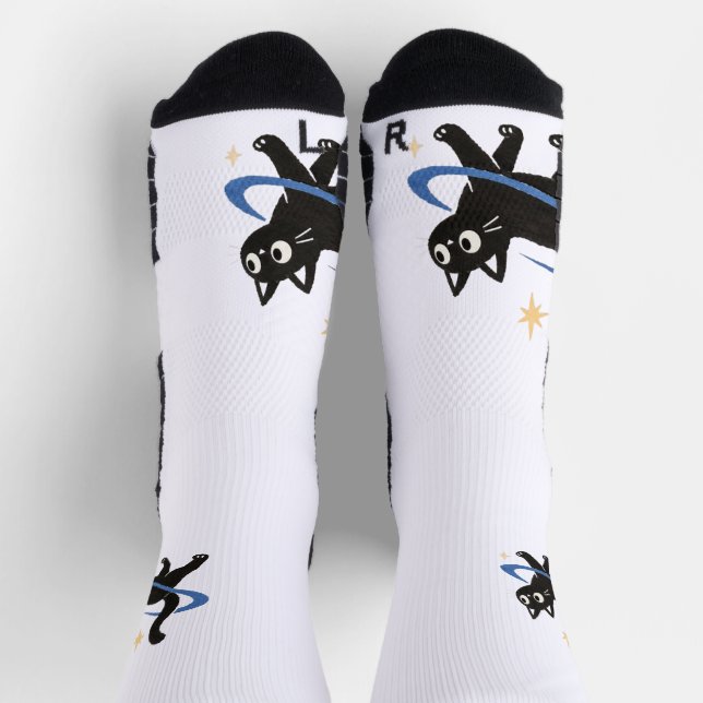 Whimsical Black Cat Socks (Top)