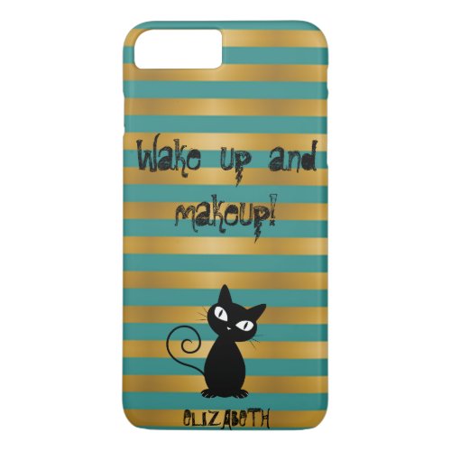 Whimsical  Black Cat Striped_Wake up and makeup iPhone 8 Plus7 Plus Case