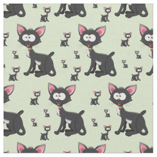 Whimsical Black Cats Fabric