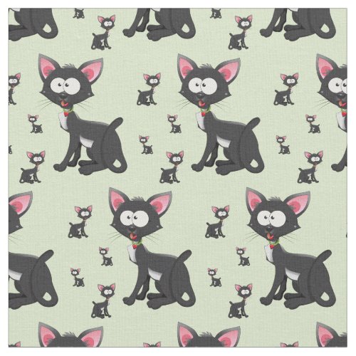 Whimsical Black Cats Fabric