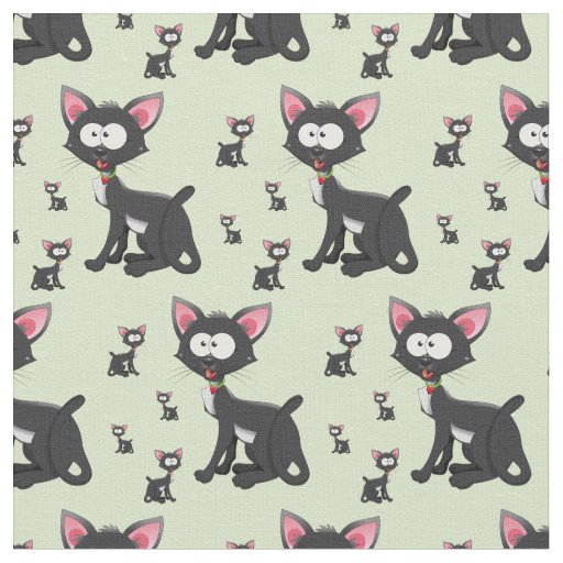 Whimsical Black Cats Fabric