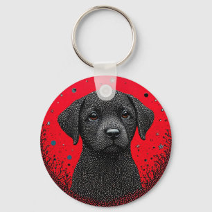 Whimsical Black Dog Keychain