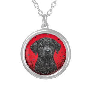 Whimsical Black Dog Silver Plated Necklace