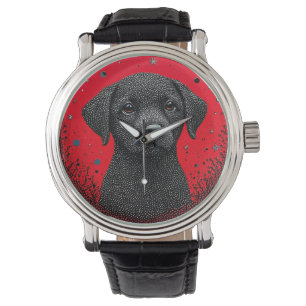 Whimsical Black Dog Watch