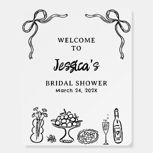 Whimsical Black Drawn Bridal Shower Welcome Board