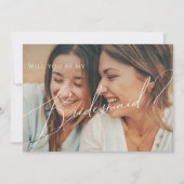 Whimsical Black Faded Photo Bridesmaid Card (Front)