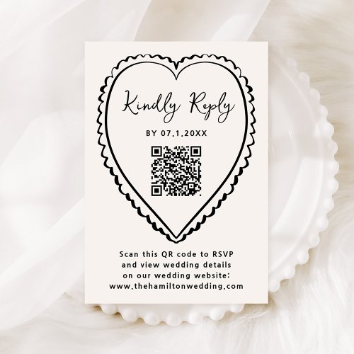 Whimsical Black Heart QR Code Wedding