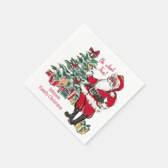 Whimsical Black Santa Claus Holiday Paper Napkins Zazzle