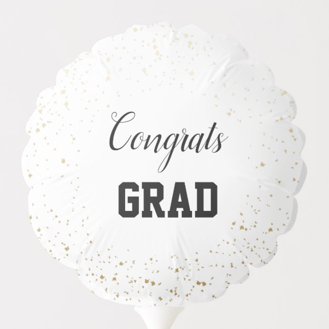 Whimsical black script graduation party  balloon (Back)