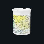 Whimsical black Swirl Pattern Abstract Colorful Beverage Pitcher<br><div class="desc">Brighten up any product with this whimsical rainbow swirl design featuring a playful mix of hand-drawn curly lines over a soft, gradient watercolor background. The joyful blend of vibrant colors—from sunny yellows and pinks to calming blues and greens—makes this pattern ideal for artistic gifts, kids' accessories, home decor, and fun...</div>