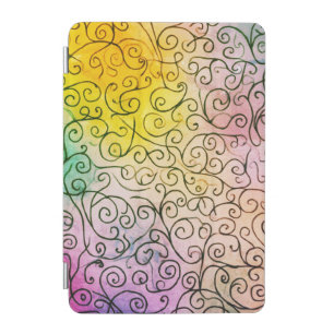 Whimsical black Swirl Pattern Abstract Colorful iPad Mini Cover