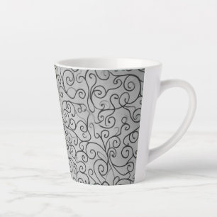 Whimsical black Swirl Pattern Abstract Colorful Latte Mug