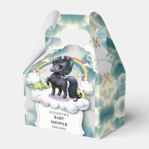 Whimsical Black Unicorn Baby Shower Favor Boxes