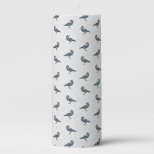 Whimsical Black & white Crow Halloween  Pillar Candle