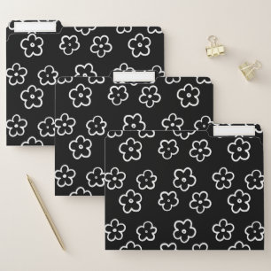 Whimsical Black & White Floral Retro and Cheerful File Folder